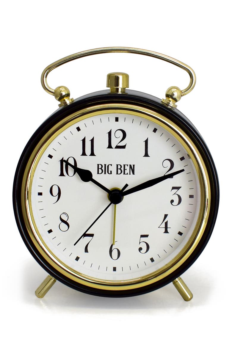 Big Ben Classic Top Handle Alarm Clock, Main, color, BLACK