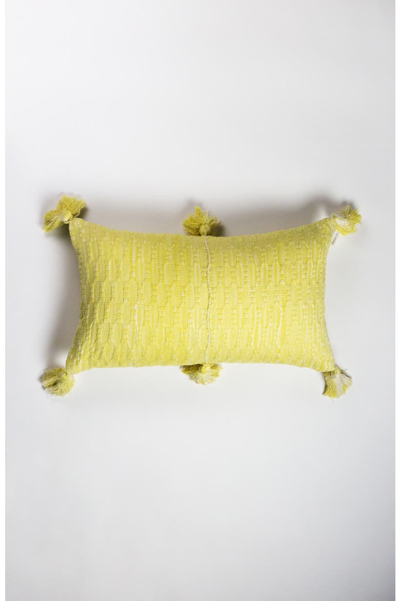 Antigua Naturally Dyed Solid Handwoven Cotton Throw Pillow, Main, color, Faded Yellow Solid