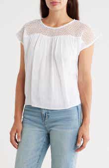 CHELSEA AND THEODORE Open Stitch Short Sleeve Top