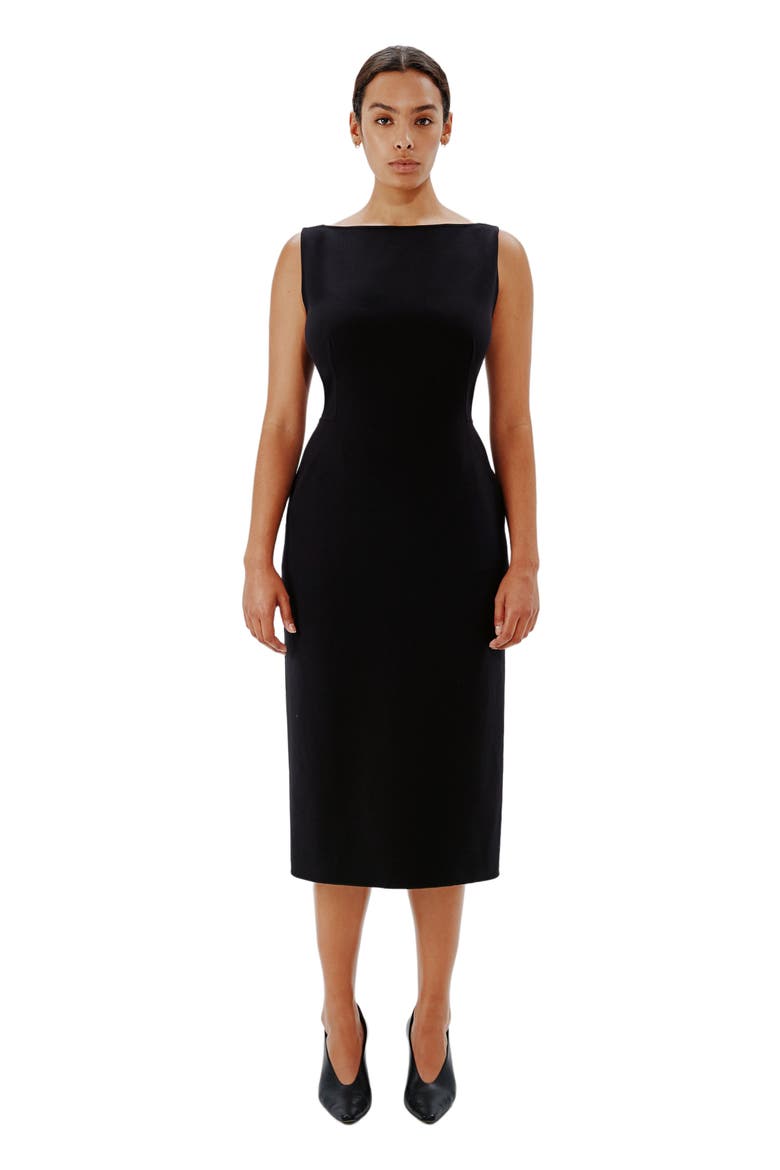 DOPPIO BOATNECK DRESS, Main, color, BLACK