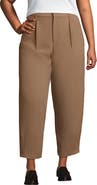 Lands' End Plus Size Crepe High Rise Pleated Barrel Leg Ankle Pants