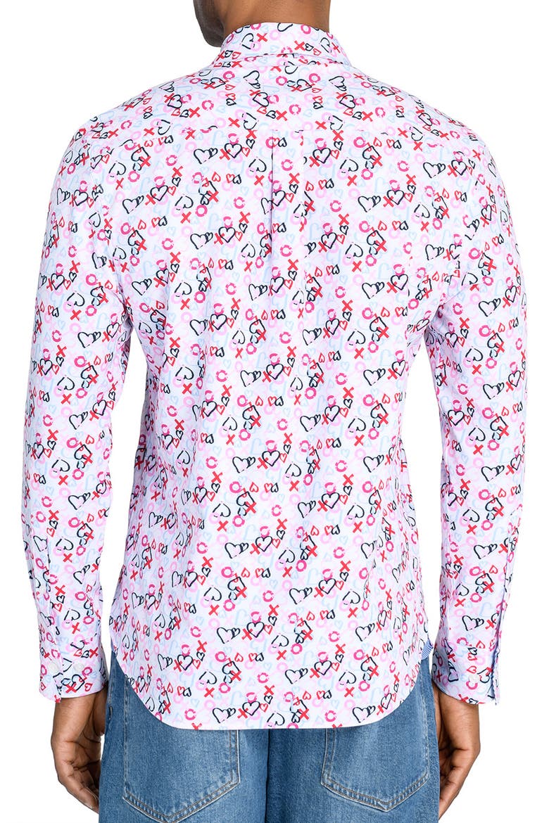 Slim Fit Heart Motif Recycled 4-Way Stretch Performance Long Sleeve Shirt, Alternate, color, PINK