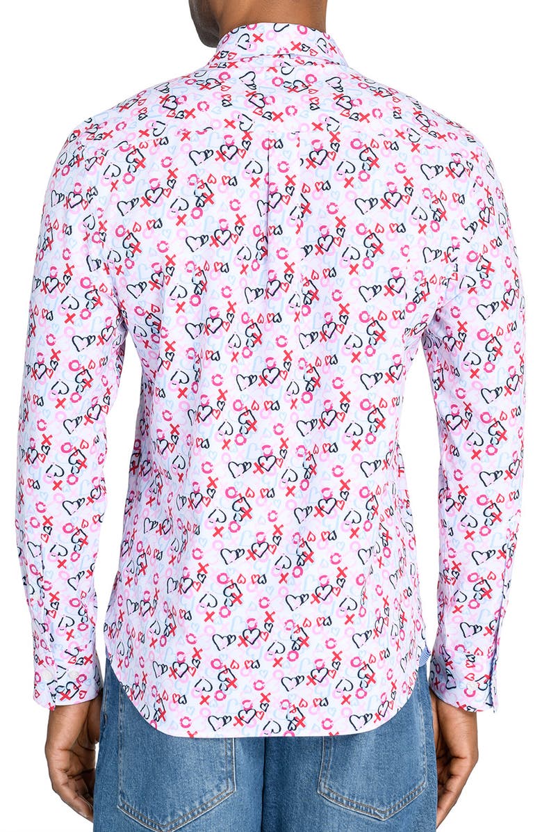 CONSTRUCT Slim Fit Heart Motif Recycled 4-Way Stretch Performance Long Sleeve Shirt, Alternate, color, Pink