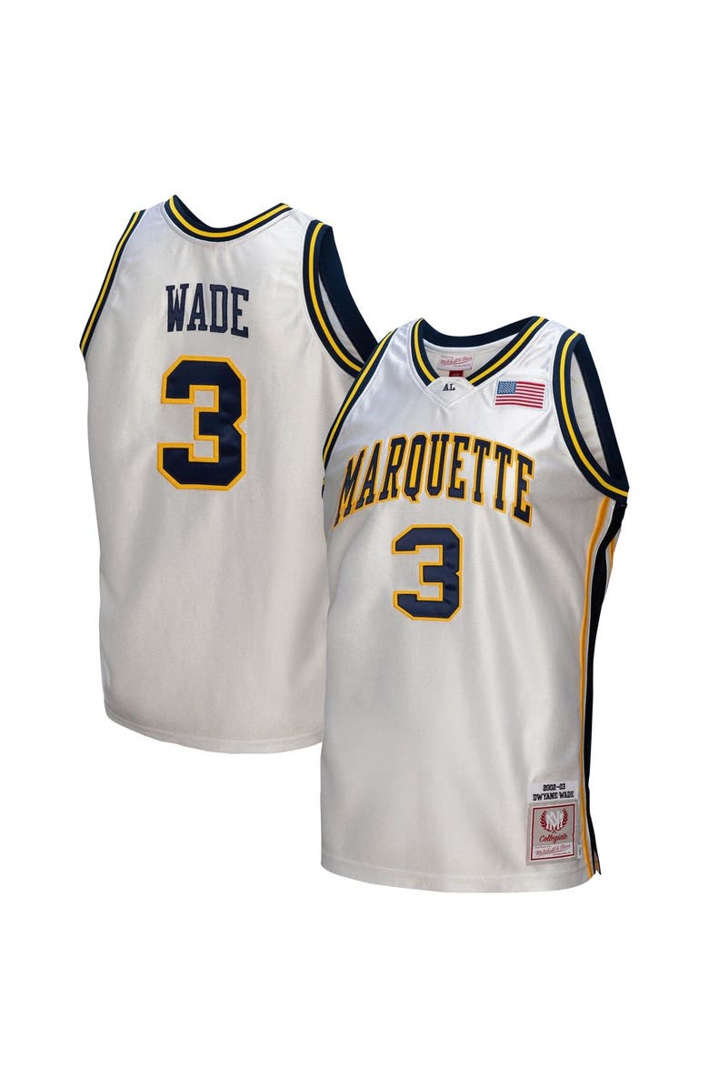 Mitchell & Ness Men's Mitchell & Ness Dwyane Wade White Marquette Golden Eagles College Vault 2002/03 Authentic Jersey, Main, color, White