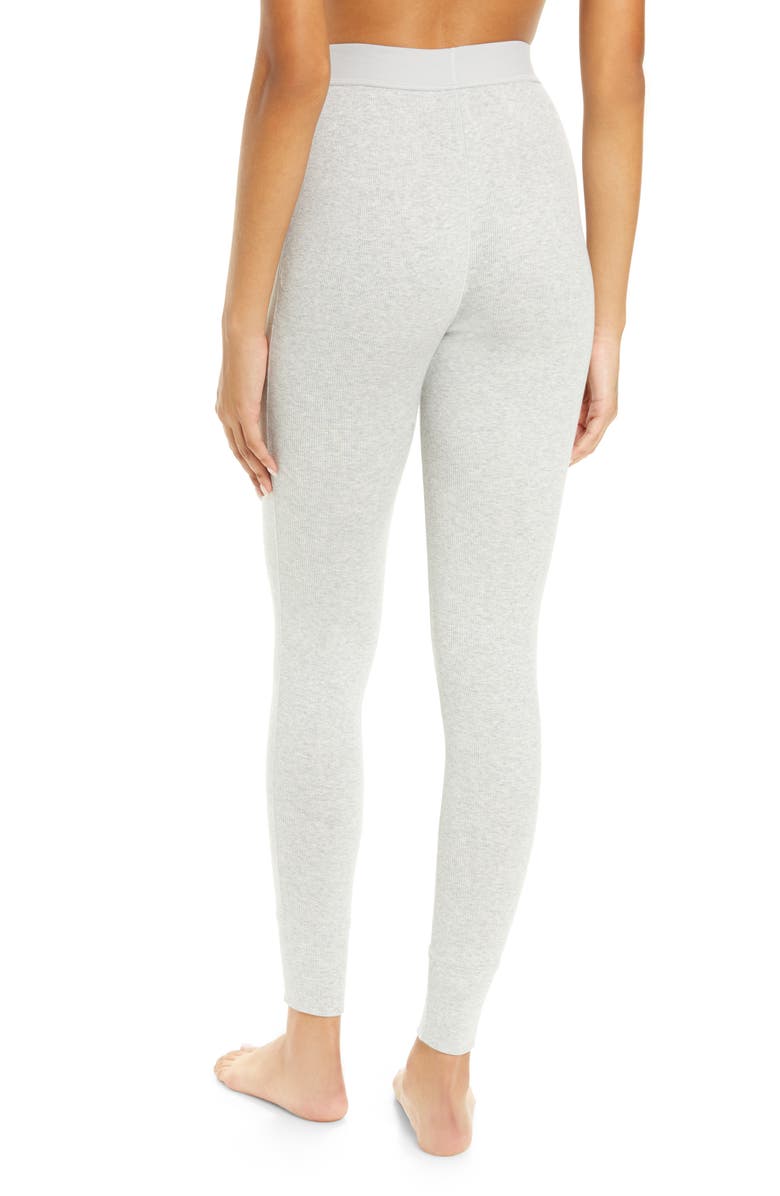 SKIMS Stretch Cotton Rib Leggings, Alternate, color, Light Heather Gray