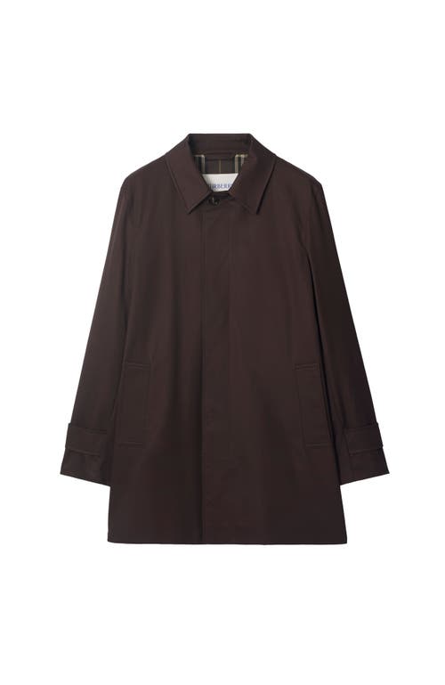 Burberry Long Highgrove Gabardine Car Coat In Brown