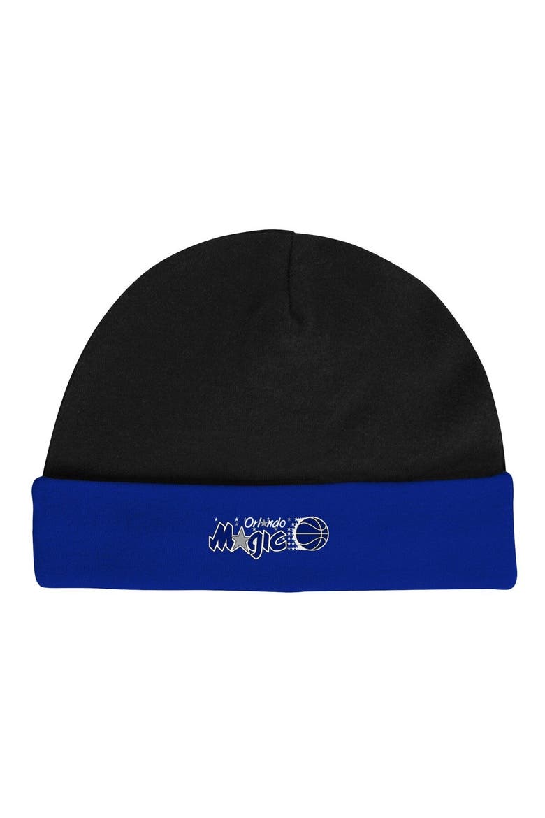 Infant Mitchell & Ness Black/Blue Orlando Magic Hardwood Classics Bodysuits & Cuffed Knit Hat Set, Alternate, color, Black