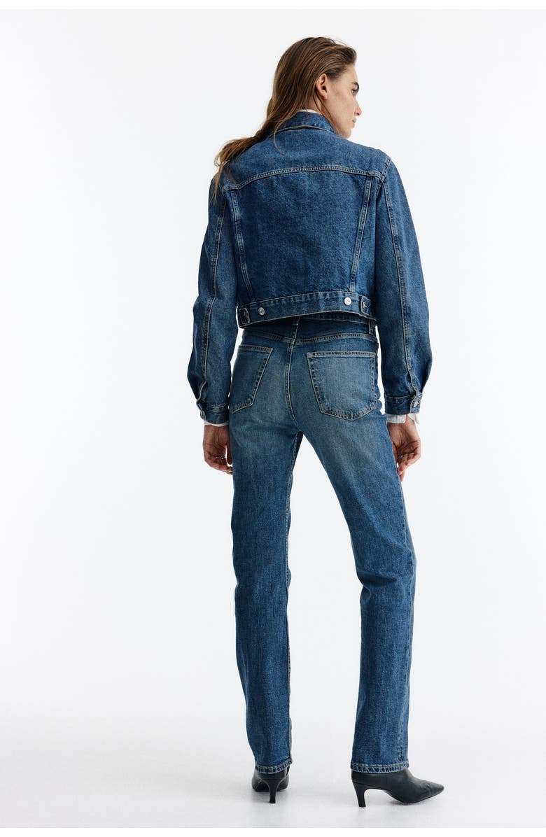 H&M Slim straight high waist jeans, Alternate, color, Denim Blue