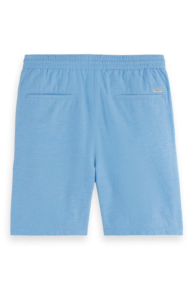 Flat Front Slub Cotton & Linen Twill Drawstring Bermuda Shorts, Alternate, color, AQUA BLUE
