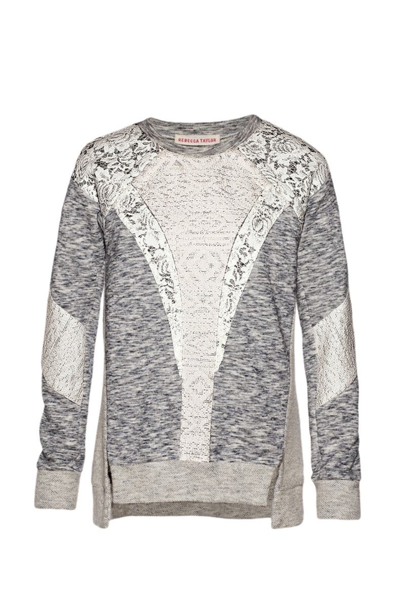 Rebecca Taylor Lace Insert Sweatshirt, Alternate, color,