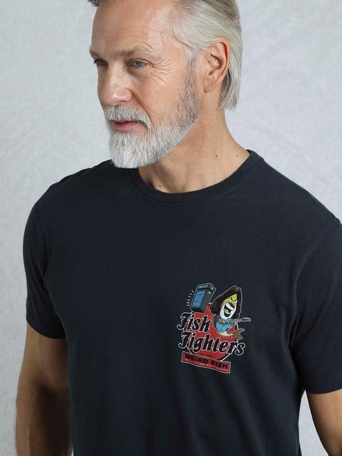 Fish Fighters Back Print Artist T-Shirt