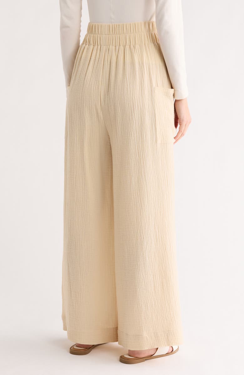 PATRIZIA LUCA Cotton Pull-On Wide Leg Pants, Alternate, color, Sand