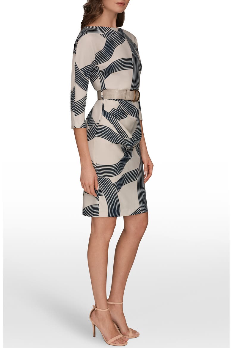 Swirl Print Belted Dress, Alternate, color, VELLUM/ NIGHTFALL