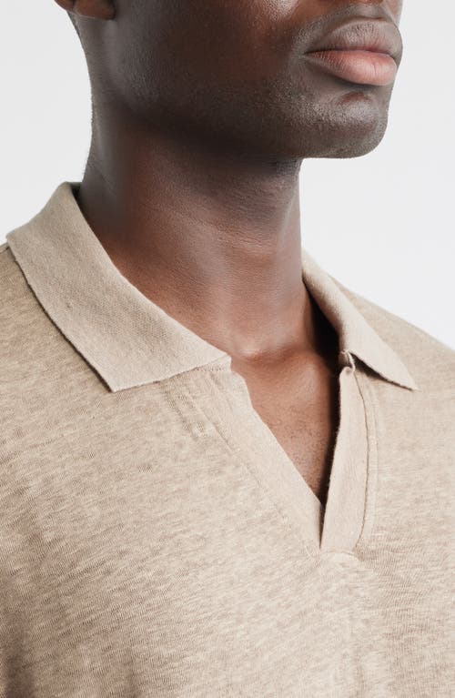 Nordstrom Linen Johnny Collar Polo In Nude