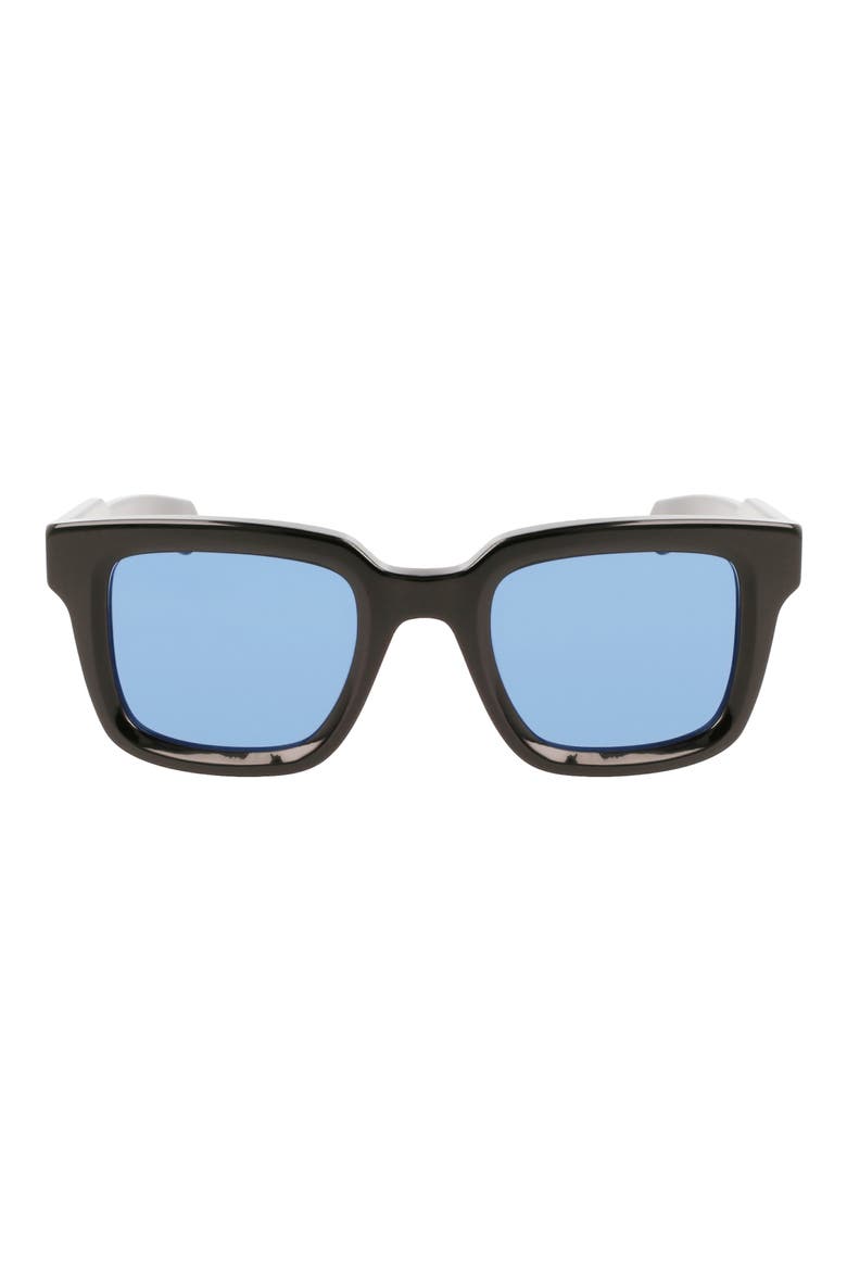 48mm Small Rectangular Sunglasses, Main, color, BLACK