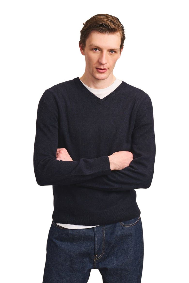 The Original Cashmere V-Neck Sweater, Alternate, color, Navy