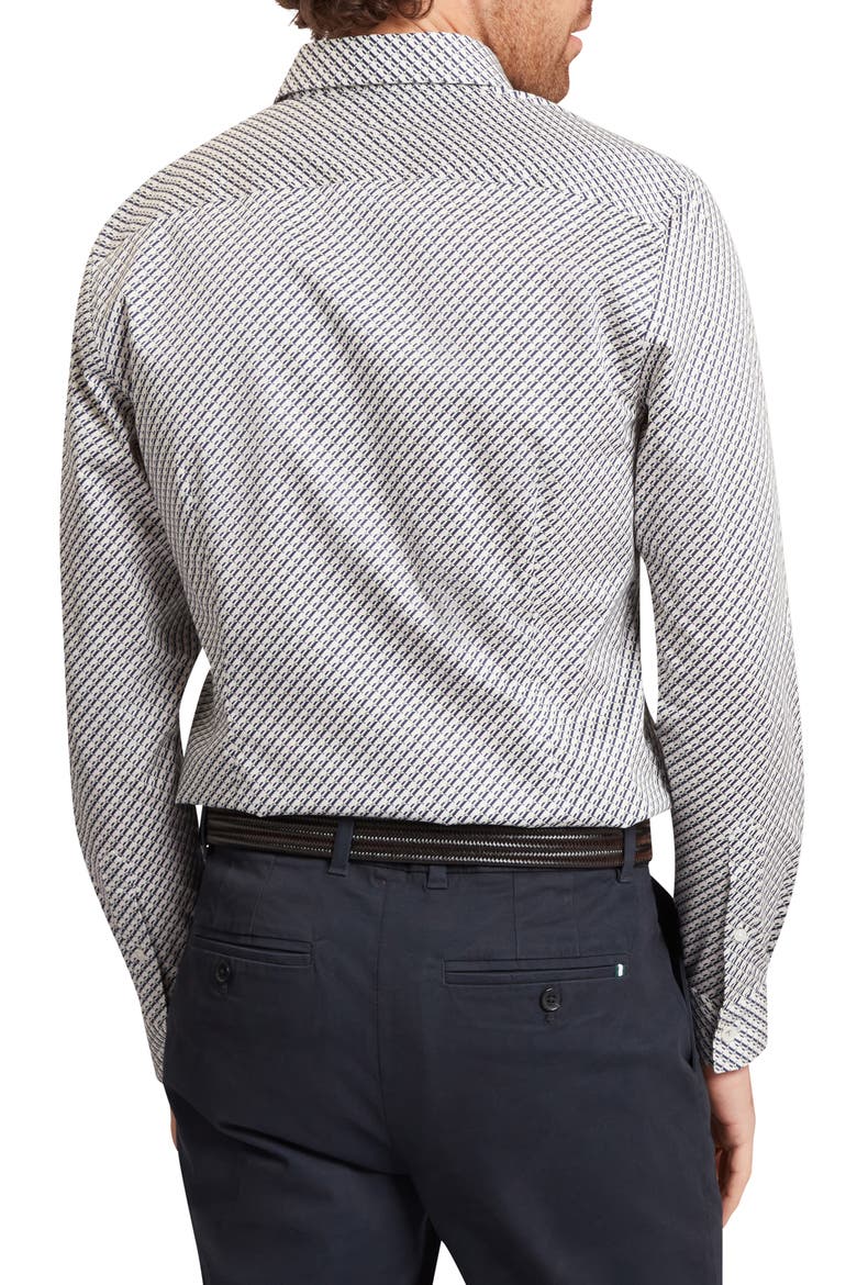 Grelish Slim Fit Geo Print Stretch Cotton Button-Up Shirt, Alternate, color, GREY