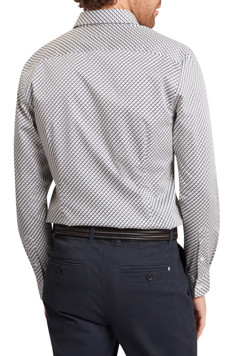 Ted Baker Grelish Slim Fit Geo Print Stretch Cotton Button-Up Shirt, Alternate, color, Grey