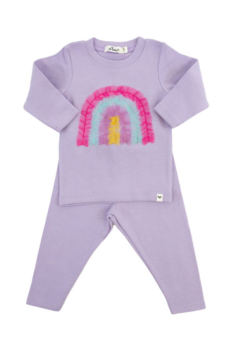 Bright Tulle Rainbow Applique Two Piece Set, Main, color, Orchid