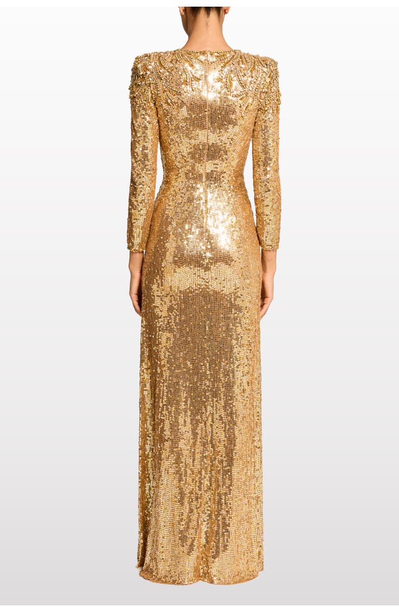 Jenny Packham Dulcet Sequin-Embellished Dress, Alternate, color, Caramel