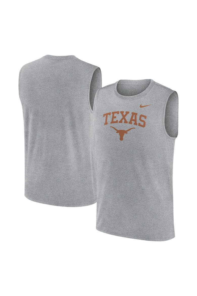 Men's Nike Heather Gray Texas Longhorns Primetime Legend Arch Dri-FIT Muscle Tank Top, Main, color, Heather Gray
