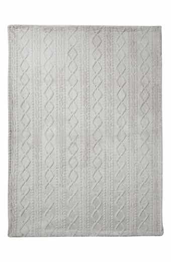 Lucky Brand Cable Knit Faux Fur Throw