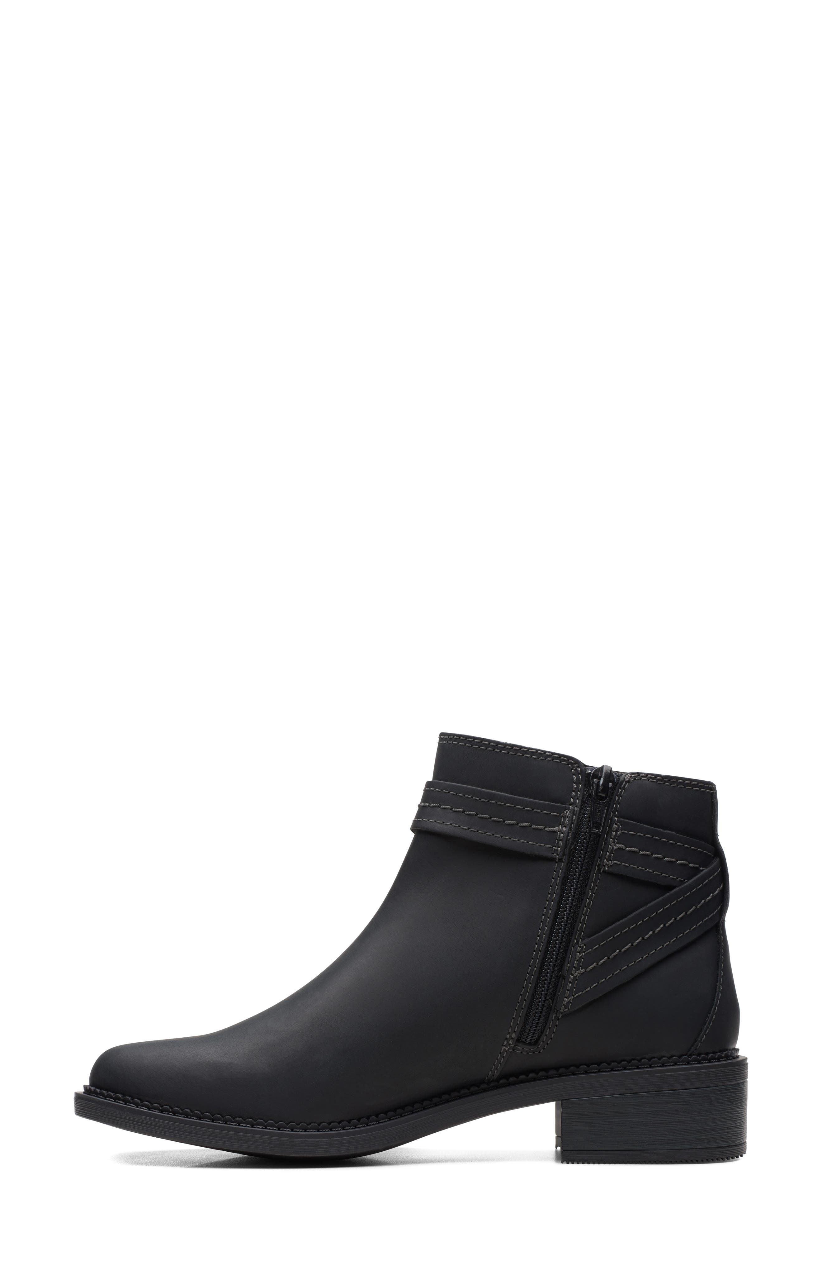 Clarks<sup>®</sup> Maye Buckle Strap Boot, Alternate, color, Black Leather