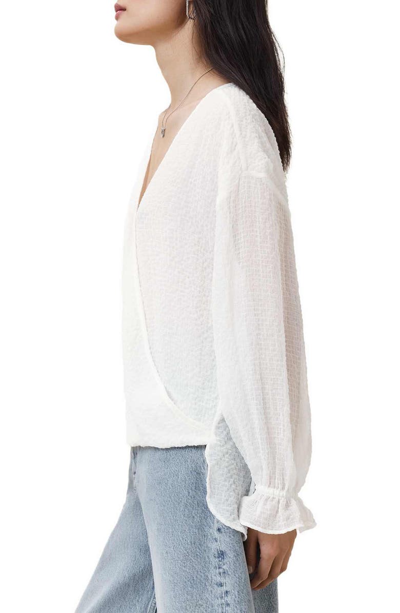 AllSaints Penny Textured Top, Alternate, color, Chalk White