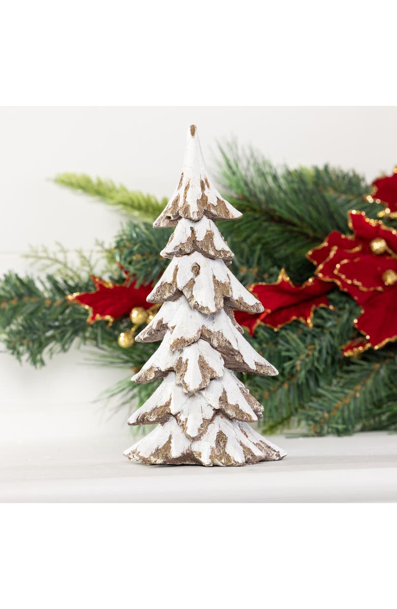 Transpac Off-White Christmas Snowy Tree Figurine Decorative Resin Sculpture, Alternate, color, Off-White