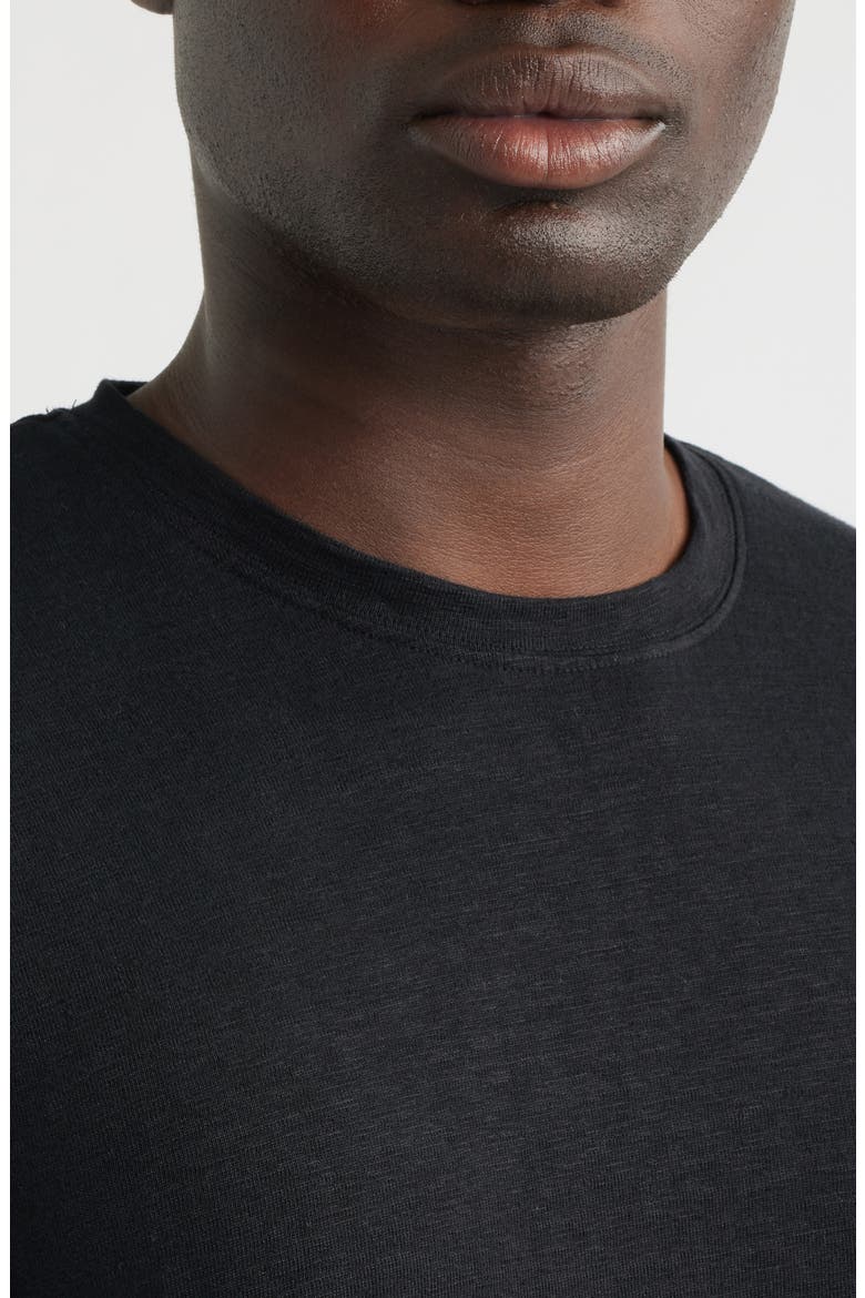 Bryce Crewneck Stretch Linen T-Shirt, Alternate, color, TRUE BLACK