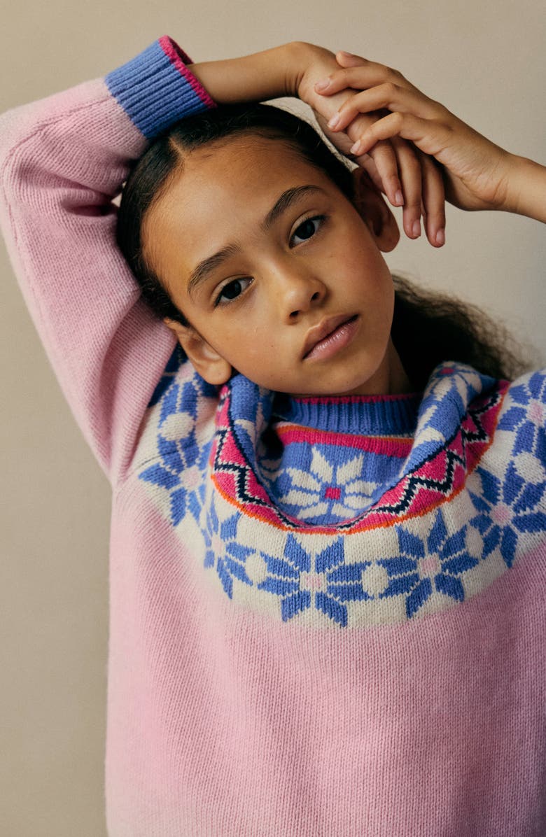 Mini Boden Kids' Eleanor Fair Isle Sweater, Alternate, color, Meadowsweet Pink