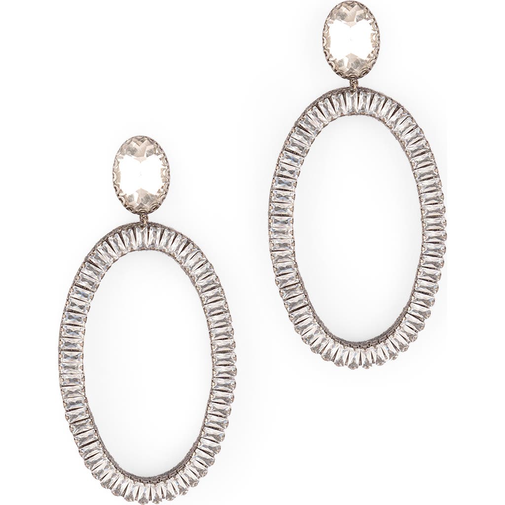 Deepa Gurnani Eaton Crystal Embellished Drop Earrings In Silver