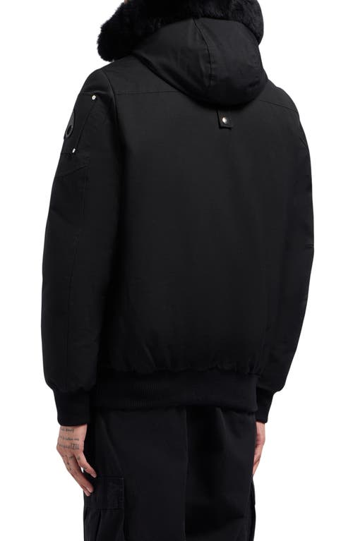 Moose Knuckles Original Genuine Shearling Trim Water & Wind Resistant 650 Fill Power Down Ballistic In Black/black