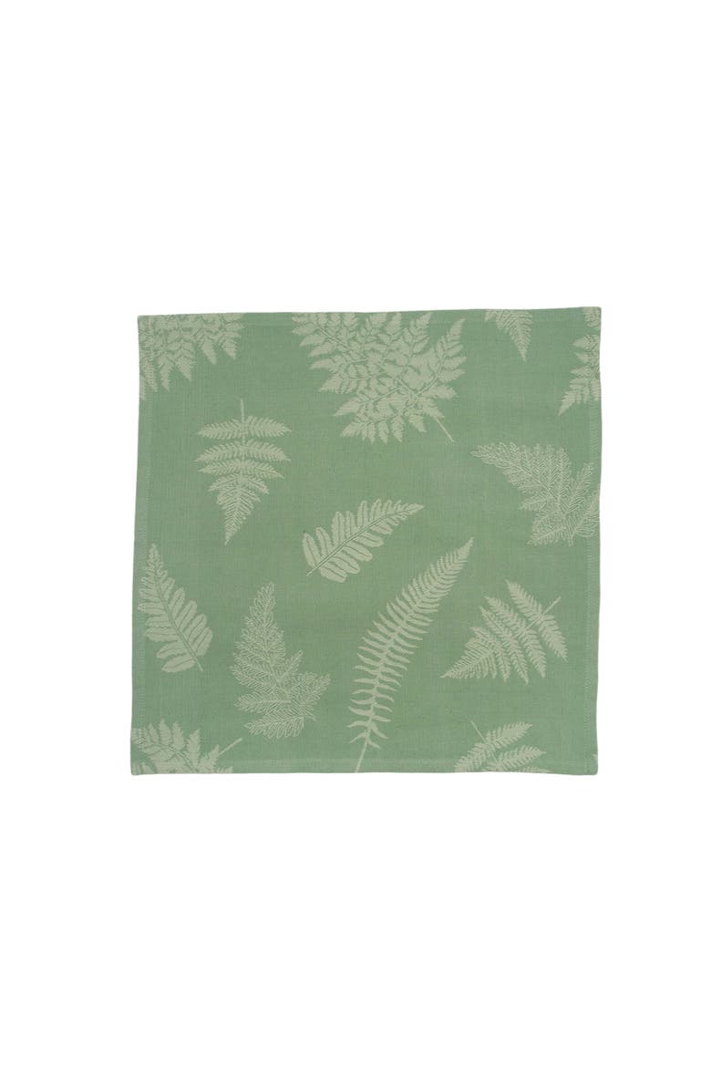 Green Botanical Jacquard 100% Cotton Handwoven Set of 6 Cloth Napkins, Alternate, color, Green
