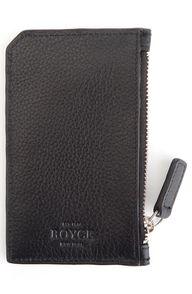 ROYCE New York Zip Leather Card Case, Alternate, color, Black
