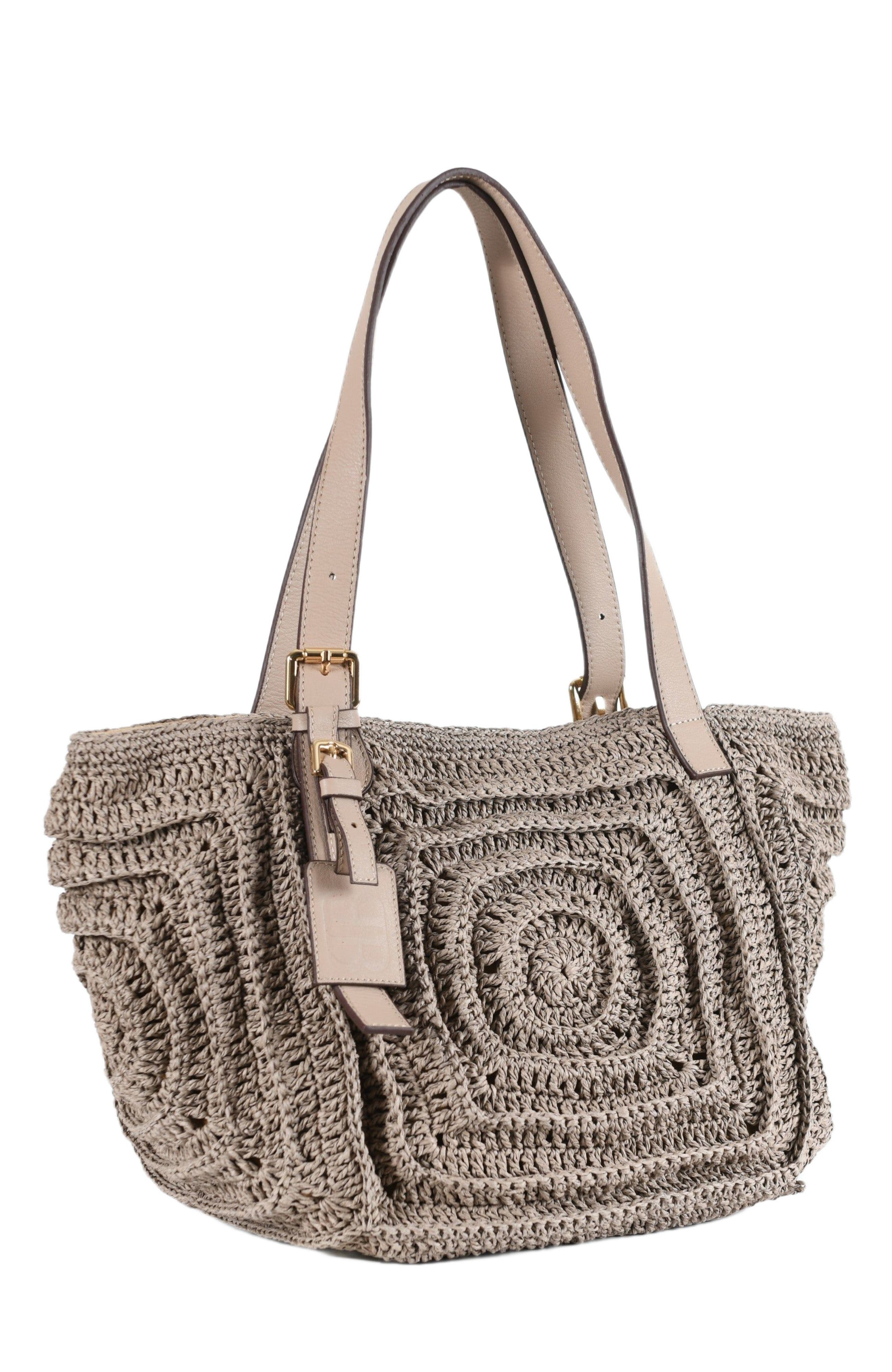 Forever & Always Shoes Giorgia Hand Woven Shoulder Bag with Leather Straps, Alternate, color, Mink Color