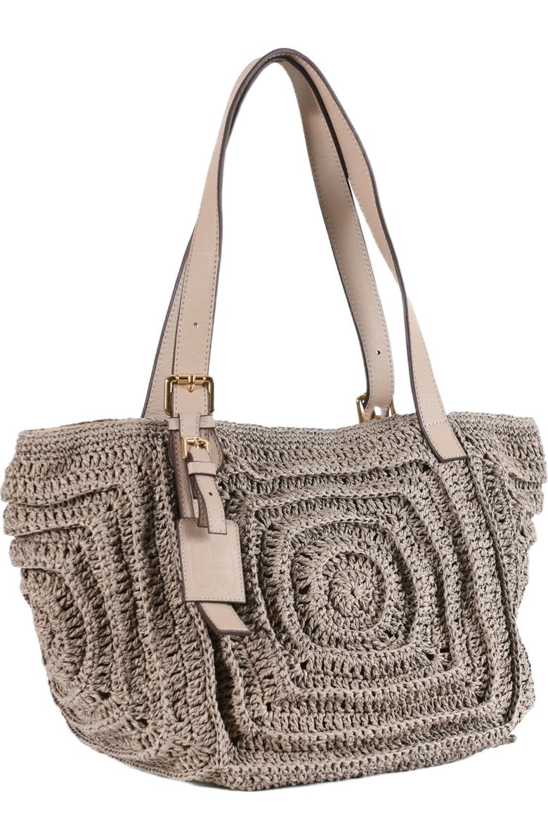 Forever & Always Shoes Giorgia Hand Woven Shoulder Bag with Leather Straps, Alternate, color, Mink Color
