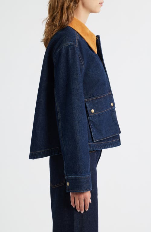 The Great . The Denim Swing Jacket In Blue