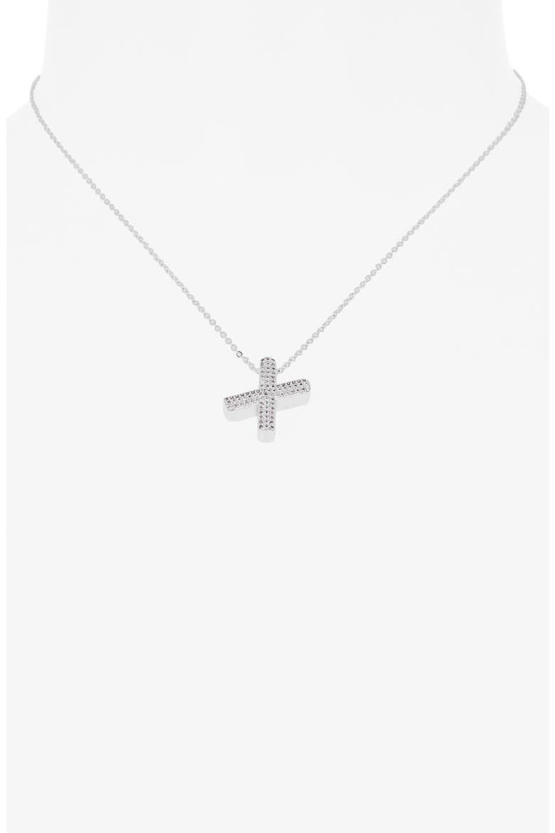 Pavé Cubic Zirconia Initial Pendant Necklace, Alternate, color, X- CLEAR- SILVER
