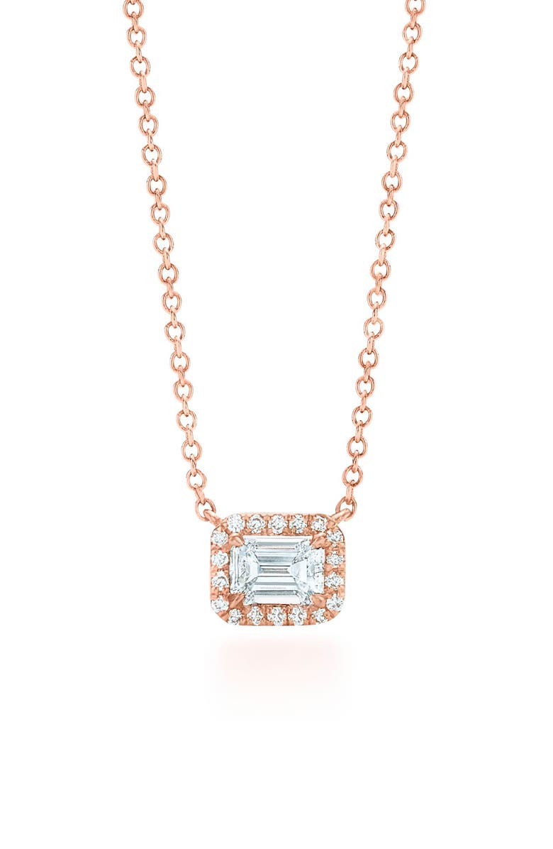 Kwiat Emerald Cut Diamond Pendant Necklace, Main, color, 