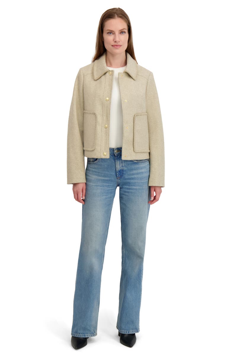 Laundry by Shelli Segal Blanket Stitch Crop Jacket, Alternate, color, Oatmeal