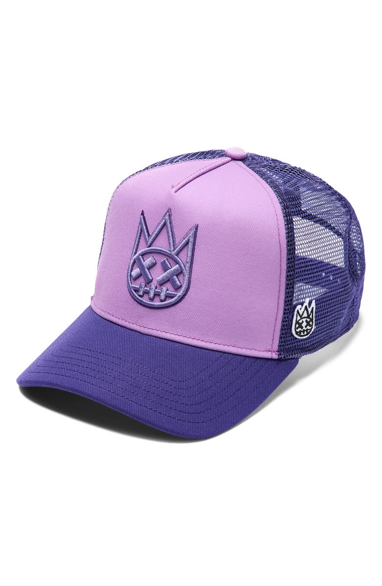 Cult of Individuality Shimuchan Logo Colorblock Trucker Hat, Main, color, Dusty Lavender