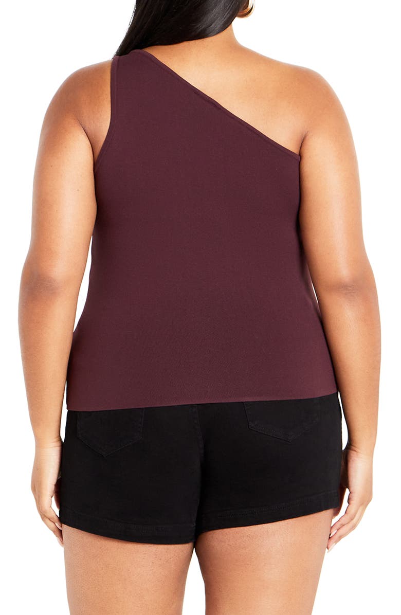 City Chic Louisa One-Shoulder Knit Tank, Alternate, color, Chocolate