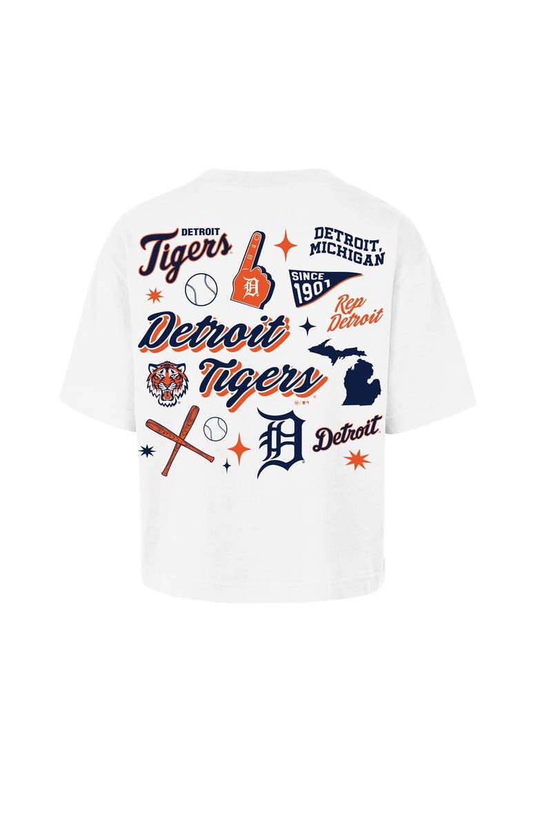 '47 Women's '47  White Detroit Tigers Collage Script Reed City T-Shirt, Alternate, color, White