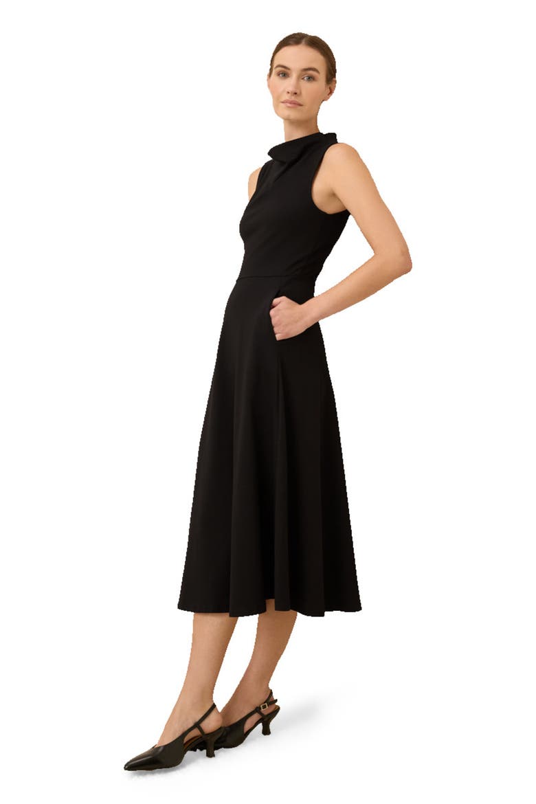 Organic Cotton Fit & Flare Cowl Neck Dress, Alternate, color, Black
