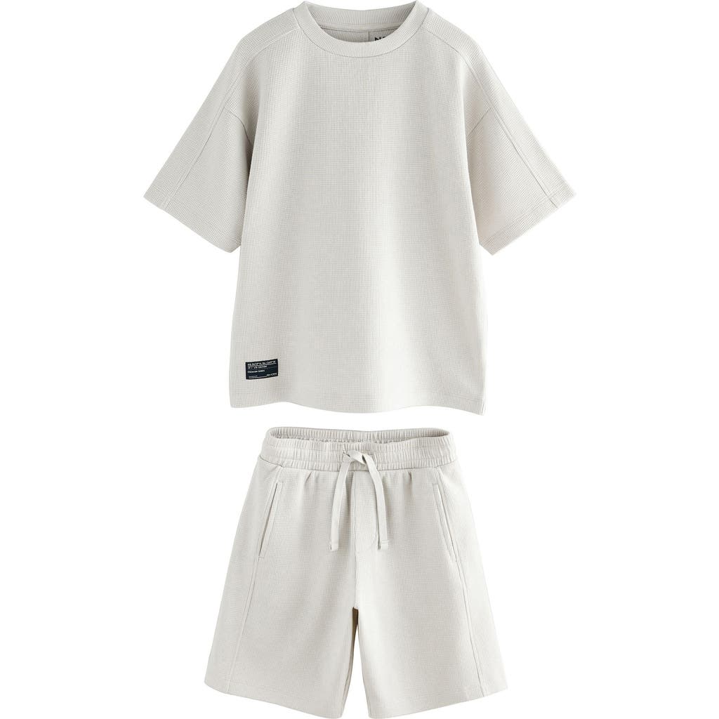 Next Kids' Waffle Knit Cotton T-shirt & Shorts Set