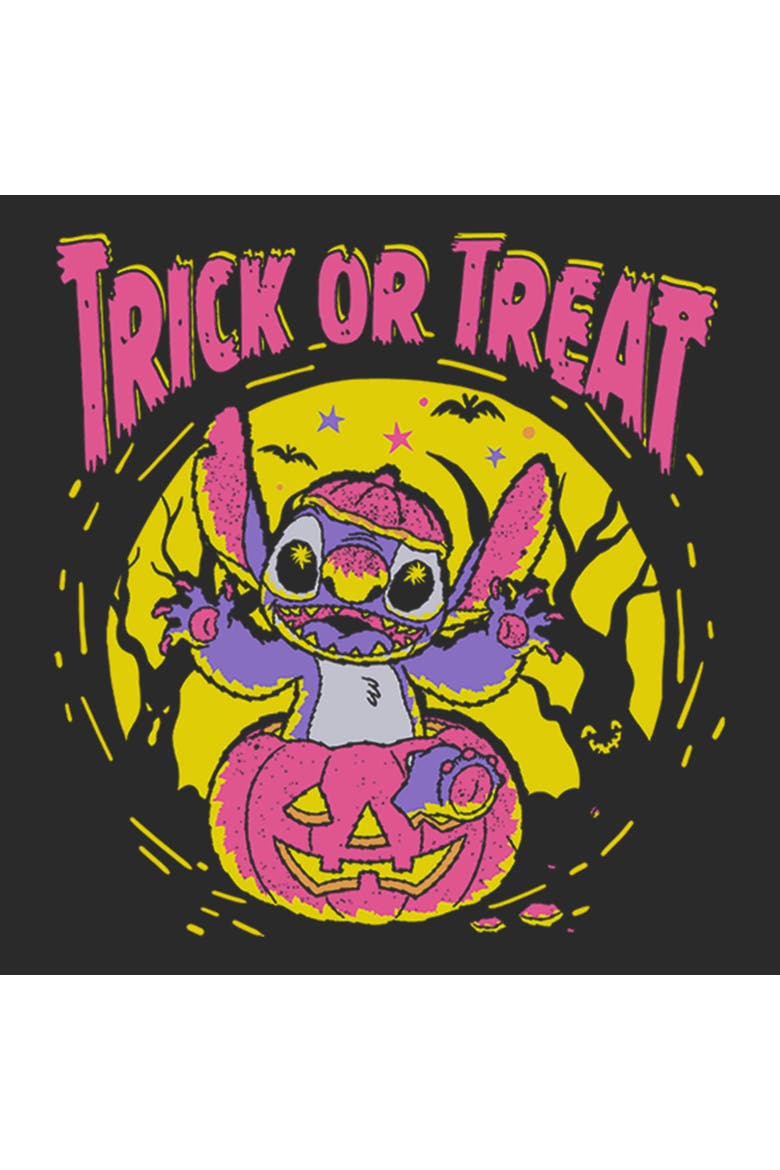 Girls Lilo & Stitch Halloween Trick Or Treat T Shirt, Alternate, color, Charcoal