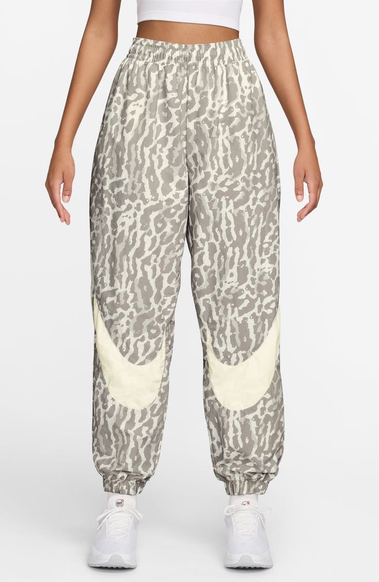 Nike Leopard Print Nylon Sweatpants, Main, color, College Grey/Sail