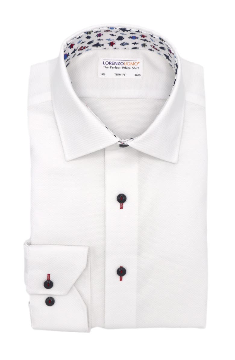 Lorenzo Uomo Lorenxo Uomo Trim Fit Diamond Textured Dress Shirt, Main, color, White