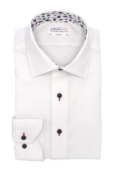 Lorenxo Uomo Trim Fit Diamond Textured Dress Shirt